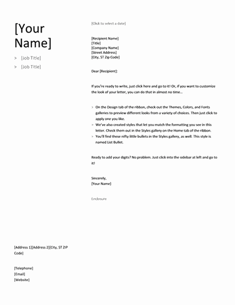 Cover letter for chronological resume (Simple design)