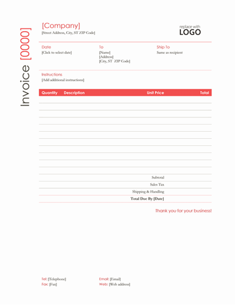 microsoft office invoice template for word