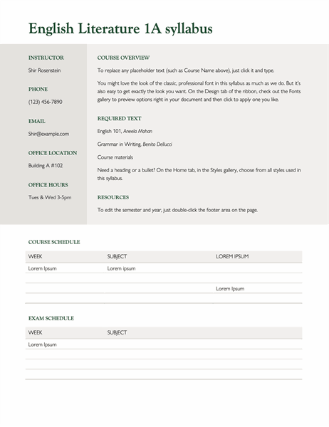 Training Syllabus Template Collection