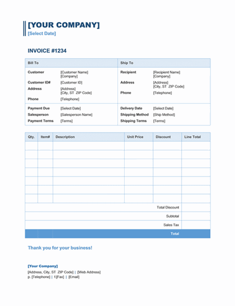 invoice template for microsoft office 2003