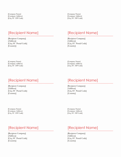 Shipping Labels Red Design 6 Per Page Works With Avery 8254