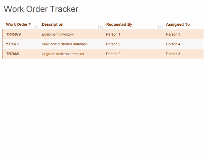 Work order tracker