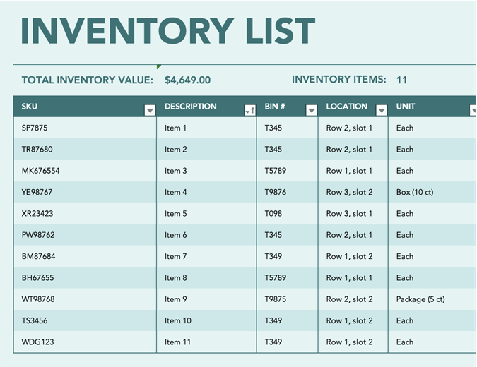Software Inventory Template from binaries.templates.cdn.office.net