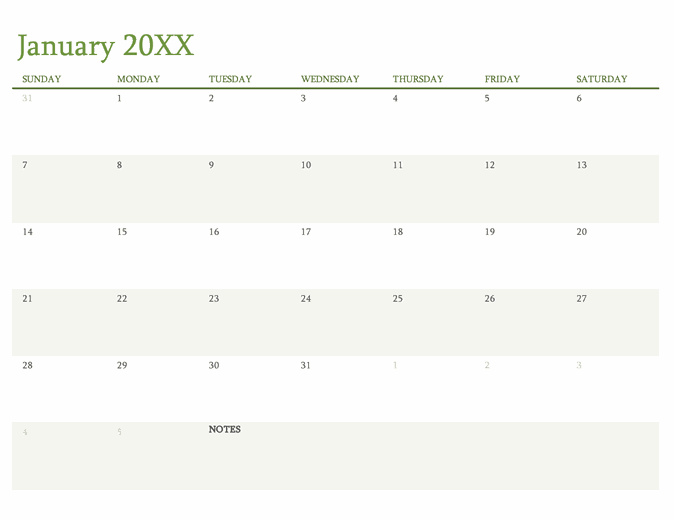 Any year calendar (1 month per tab)