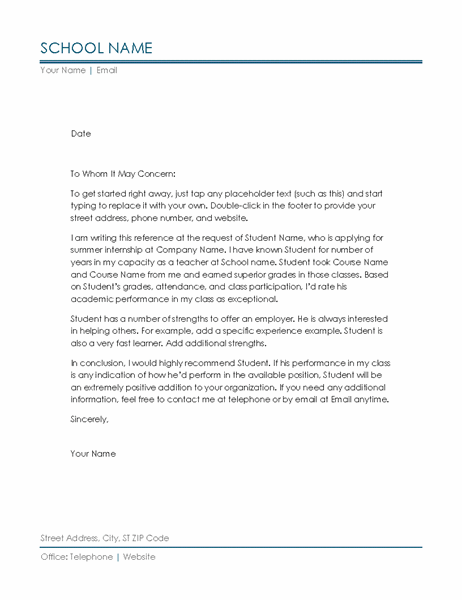 Student Letter Of Recommendation Template from binaries.templates.cdn.office.net
