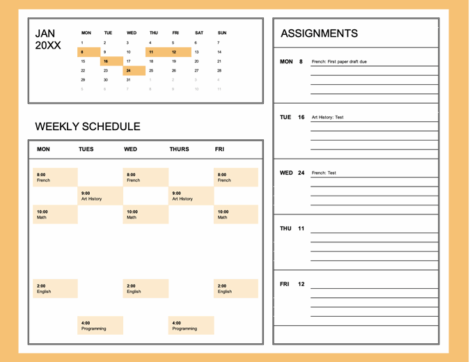 monthly schedule excel template for mac