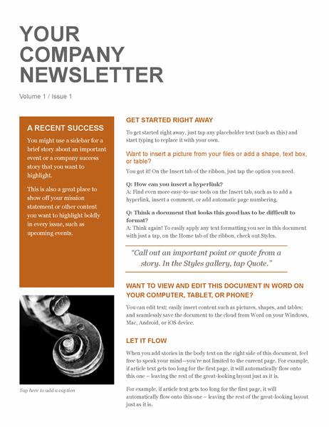 examples of company newsletters