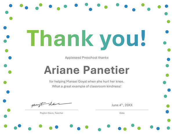 Free Printable Thank You Certificate Template