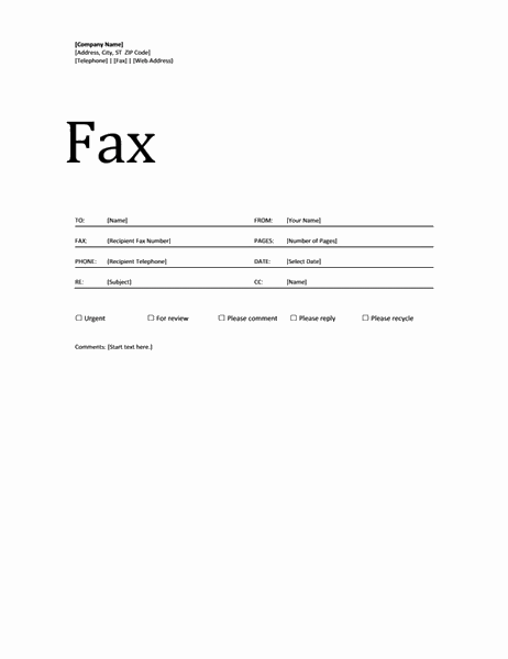 Fax Cover Sheet Standard Format
