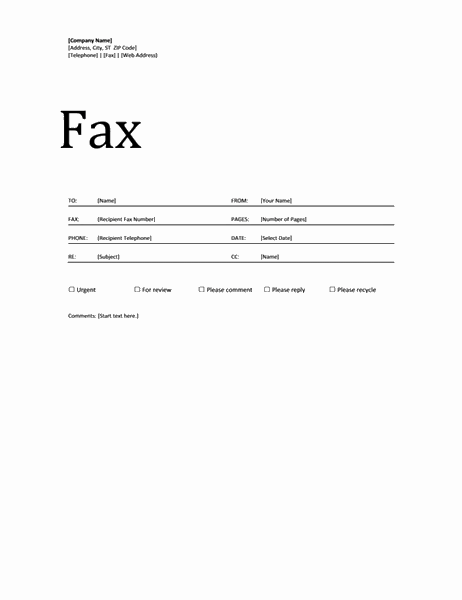 Fax Cover Sheet