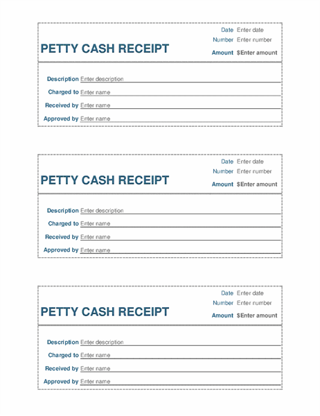 petty cash receipt 3 per page