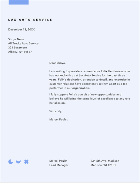 Professional Reference Letter Template For Employee Collection