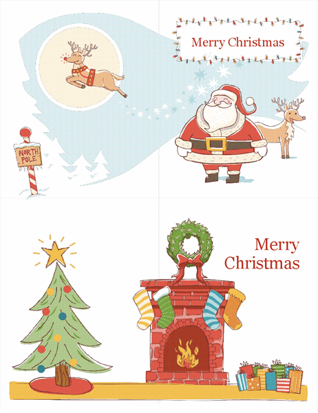 Christmas cards (Christmas Spirit design, 2 per page)
