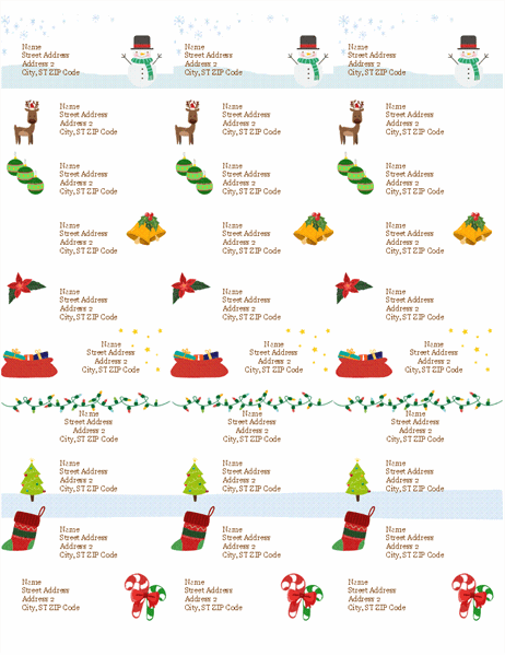 Gift tag labels (Christmas Spirit design, 30 per page, works with Avery 5160)