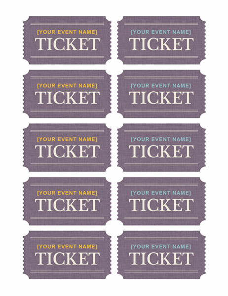 Tickets (10 per page, works with Avery 5371)