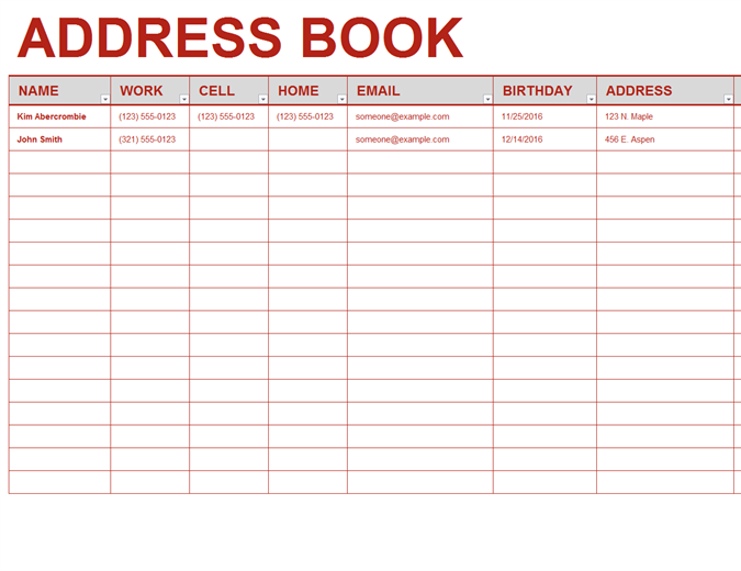 address and telephone book free download