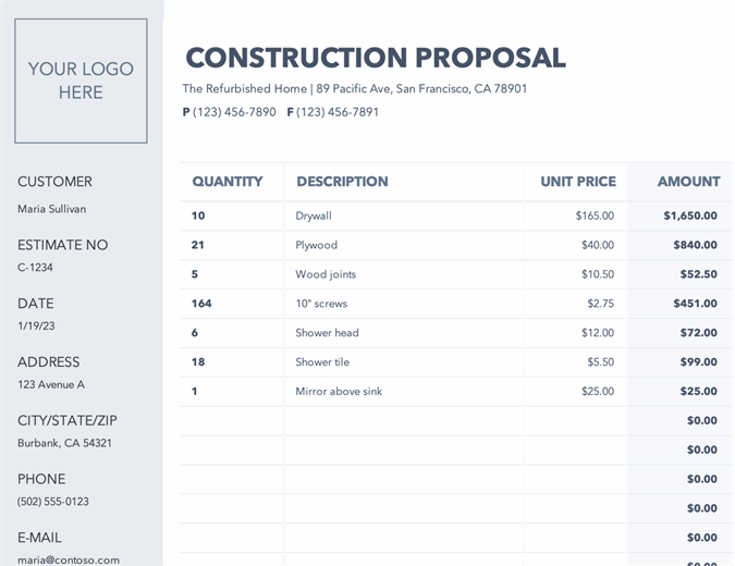 Construction proposal