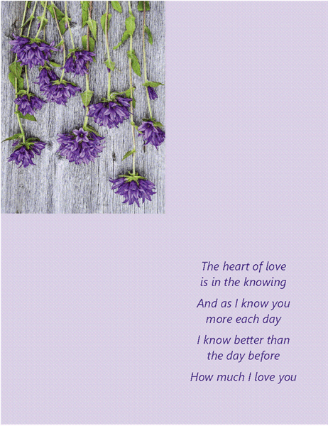 Valentine's Day card with poetry (quarter-fold)