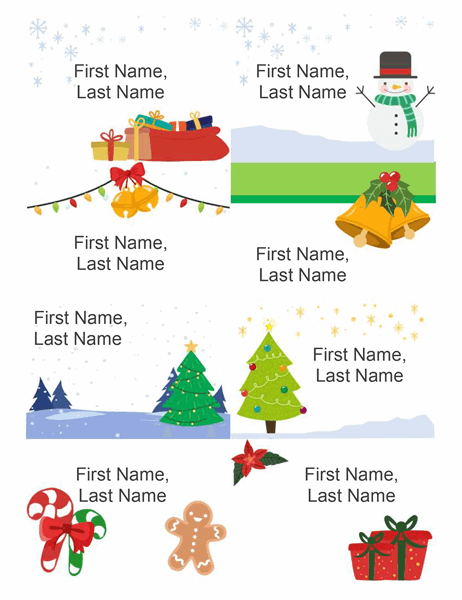 Holiday Name Badges 8 Per Page Christmas Spirit Design Works With Avery 5395 And Similar