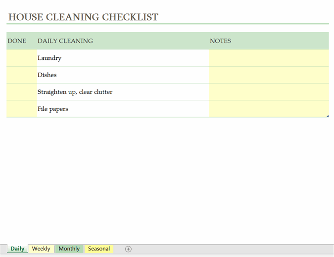 House Cleaning Checklist