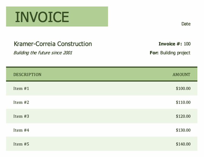 Invoice with sales tax
