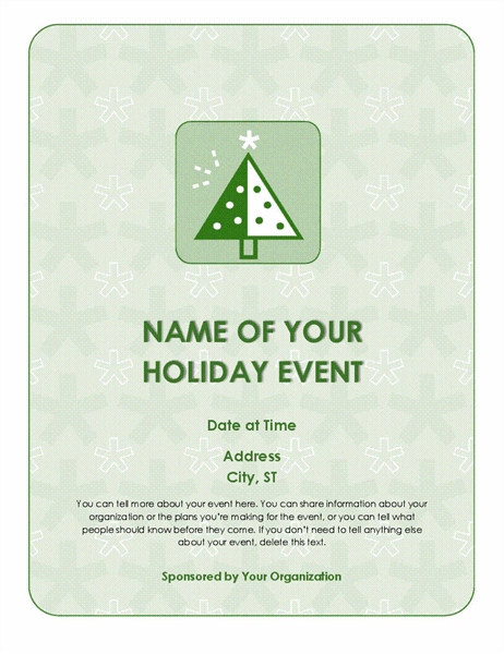 Holiday event flyer (with green tree)
