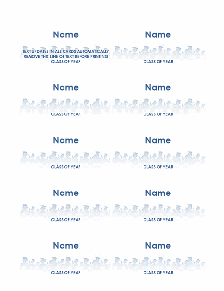 Graduate Name Cards 10 Per Page