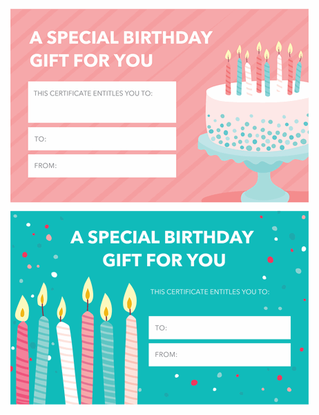 Birthday Gift Certificate Bright Design