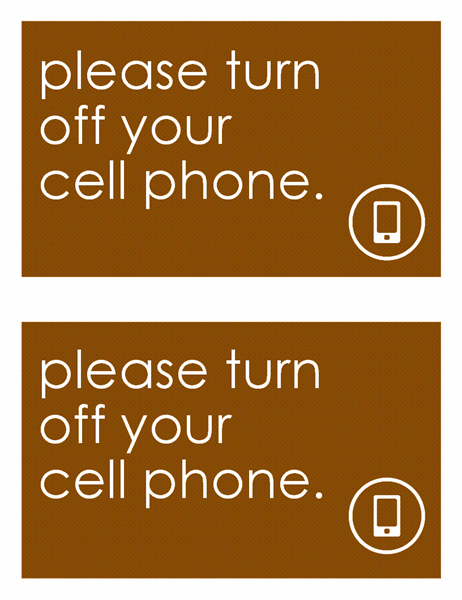 Anti cell phone sign (2 per page)