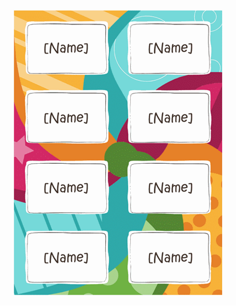 Name Badges Bright Design 8 Per Page Works With Avery 5395 And Similar