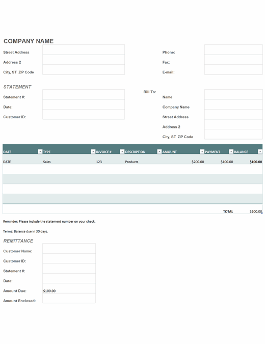Free Printable Billing Statements MS Excel Templates