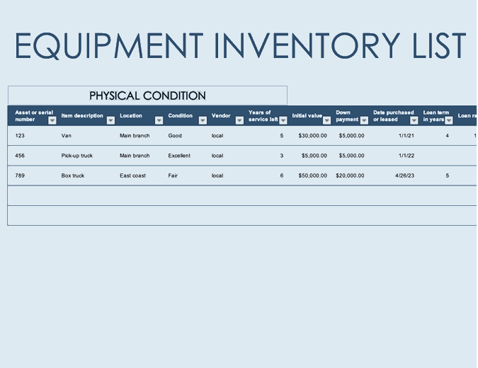 equipment hours spreadsheet