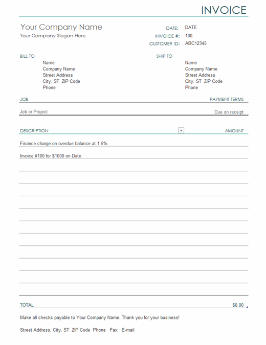 Invoice With Finance Charge Simple