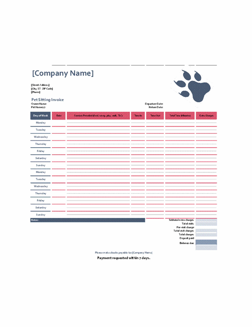 Service Invoice With Hours And Rate