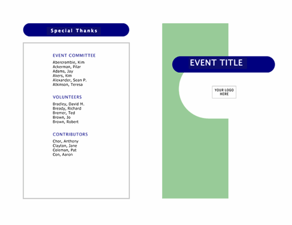 Event Program Half Fold 4 Pages