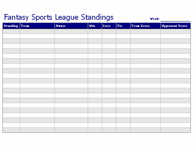 Weekly Fantasy Sports League Tracker