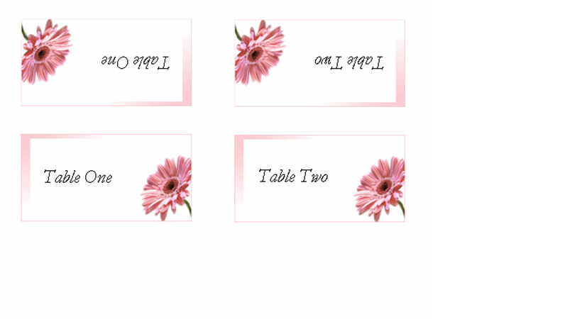 Numbered Table Tents 2 Per Page 