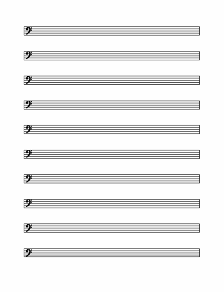 Bass Clef Staff 10 Per Page 1297