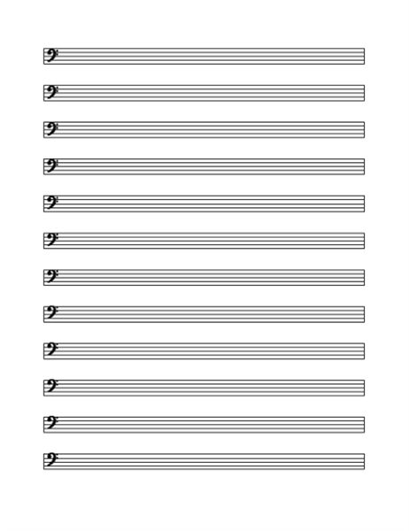 Bass Clef Staff 12 Per Page 9300