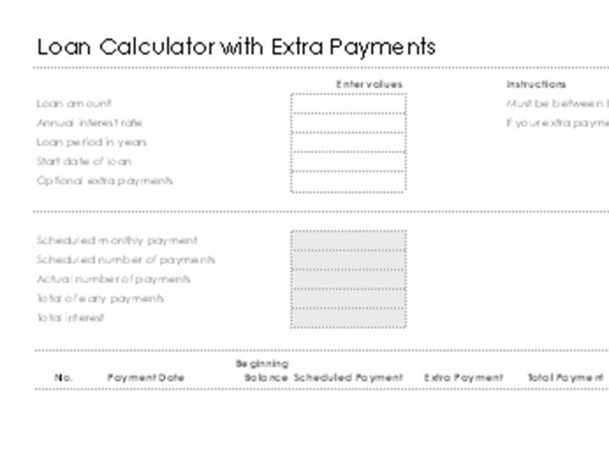 Loan calculator with extra payments