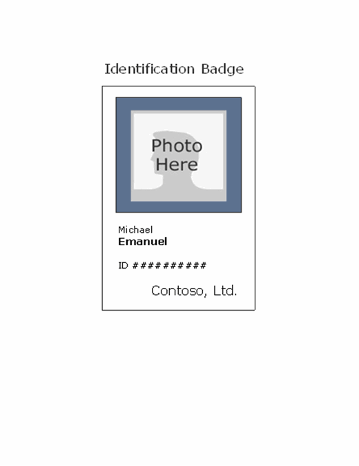 Employee photo ID badge (portrait)