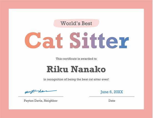 World's Best award certificate