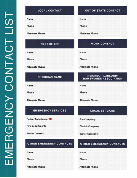 Emergency contact list