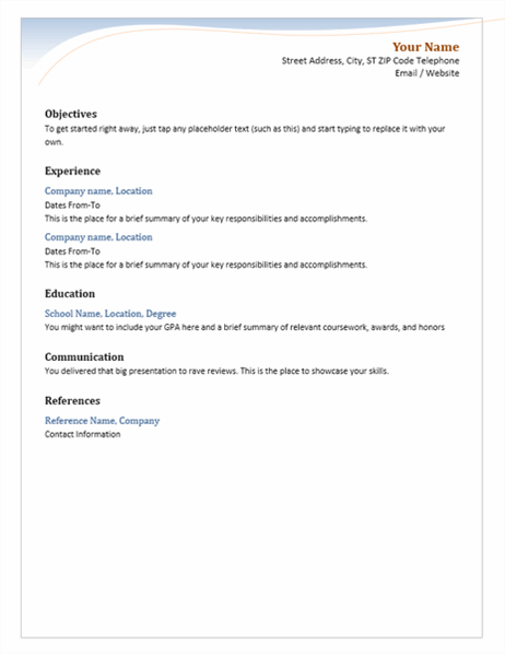 One Page Resume Template Word Free from binaries.templates.cdn.office.net