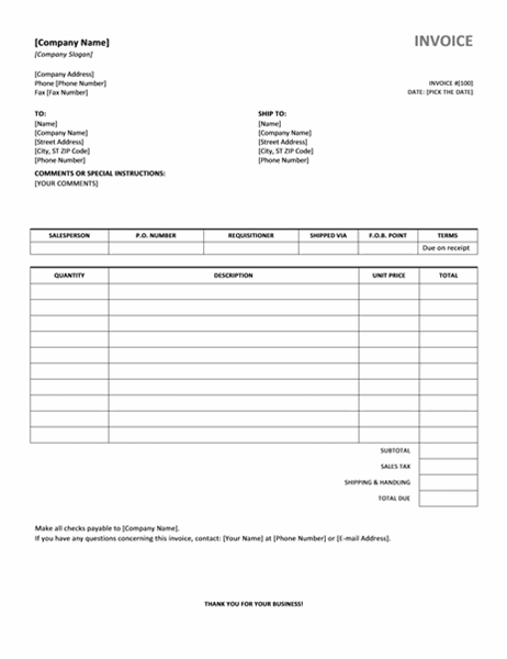 printable service invoice template