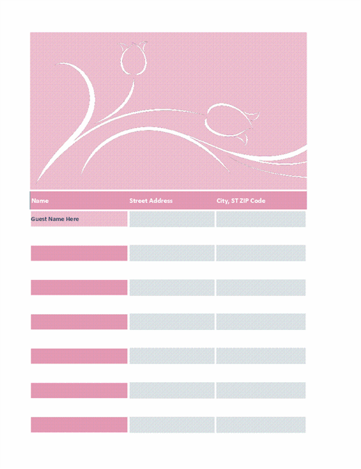 Wedding guest list (tulip design) Wedding guest list (tulip design)