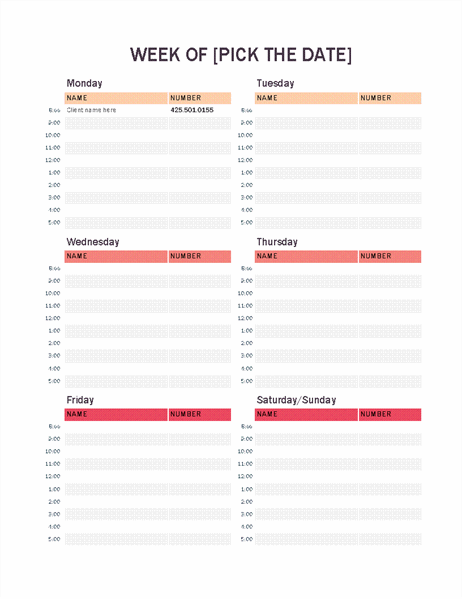 Daily Appointment Calendar Excel Calendar Excel Calendar Template Calendar Template