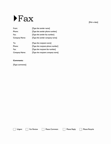 Fax cover sheet (Origin theme)