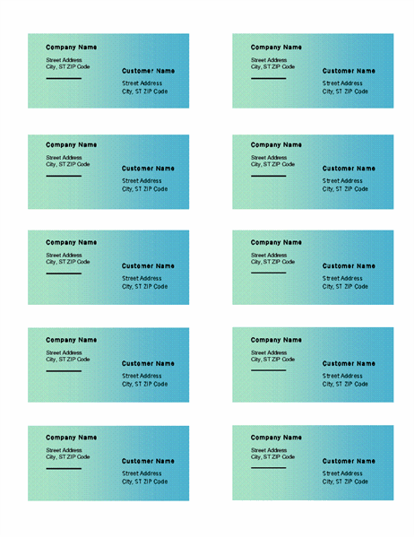 Shipping labels (Green Gradient design, 10 per page, works with Avery 5163)