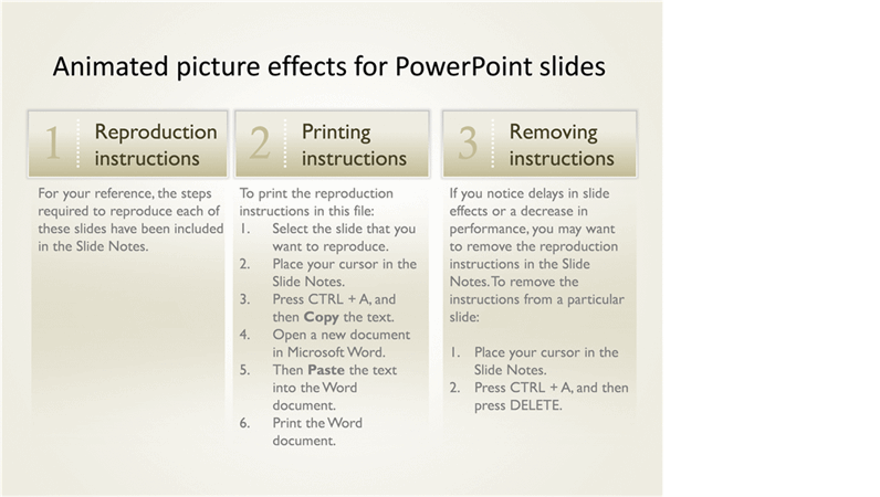 Animated effects for PowerPoint slides